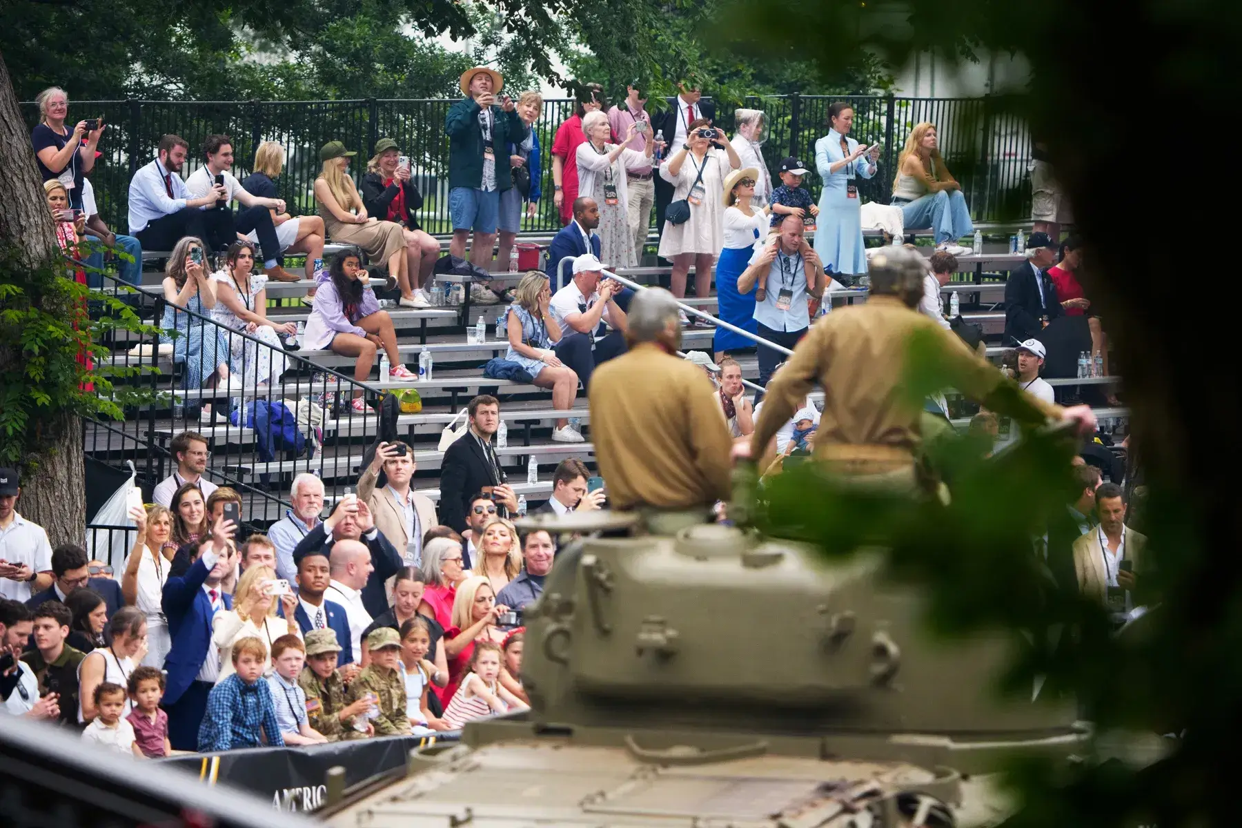 Mostly empty bleachers at Trump's fourth of July military parade